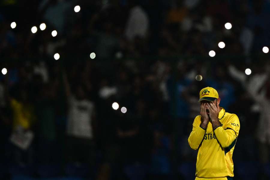 Australia's Glenn Maxwell reacts while fielding against the Netherlands