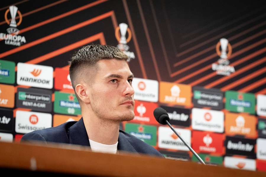 Patrik Schick během tiskové konference.