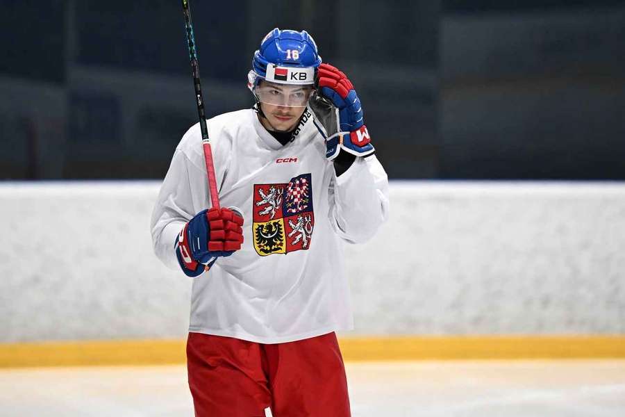 Richard Žemlička na tréninku národního týmu.