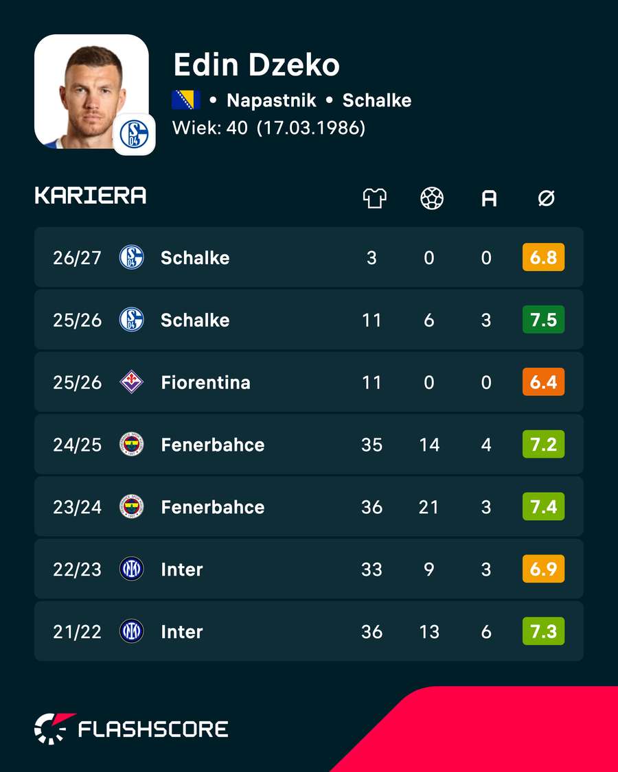 Edin Dzeko - statystyki ligowe