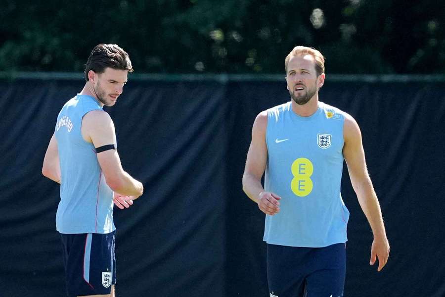 Harry Kane (R) alongside Declan Rice Harry Kane (R) alongside Declan Rice