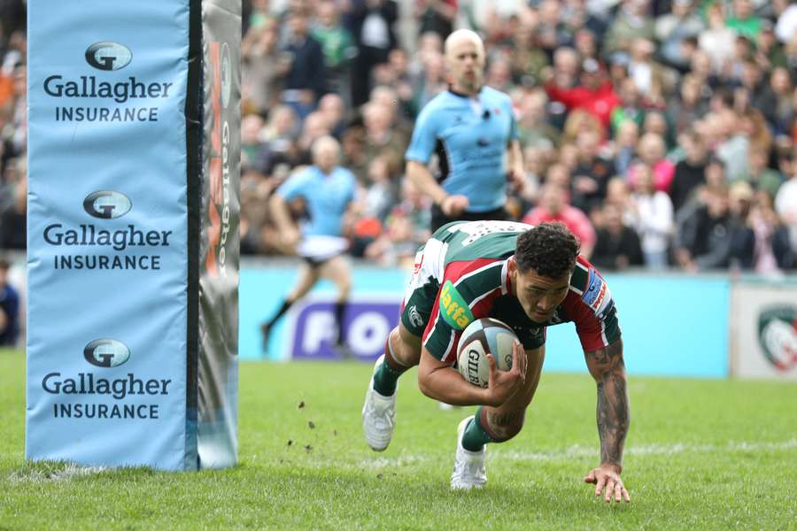 Izaia Perese scoring a try for Leicester Tigers in April. Izaia Perese scoring a try for Leicester Tigers in April.