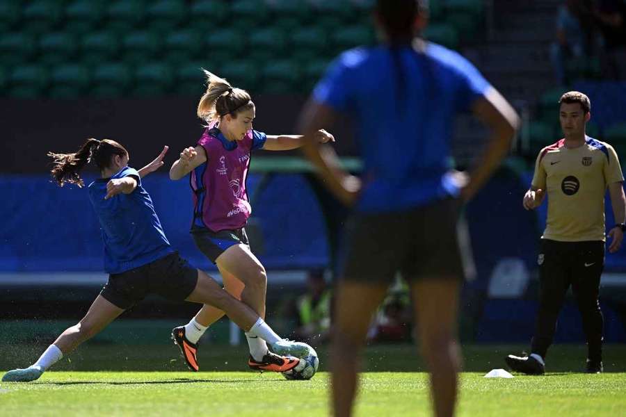 Alexia Putellas no treino do Barcelona no Estádio José Alvalade