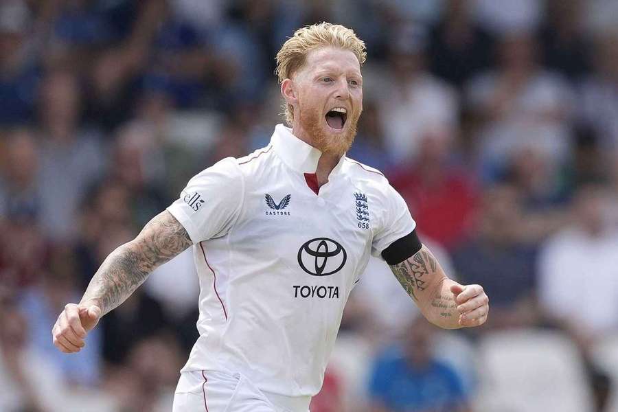 Ben Stokes celebrates as England beat India in the first Test
