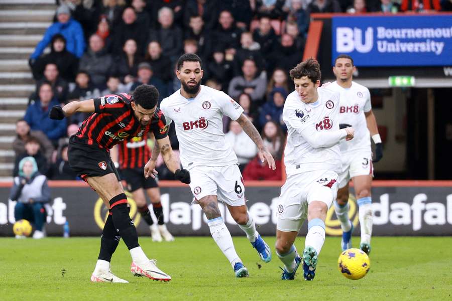 Dominic Solanke of AFC Bournemouth scores the team's second goal