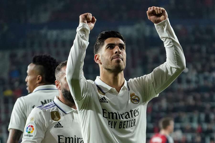 Real Madrids Marco Asensio jubler over sit mål i tillægstiden