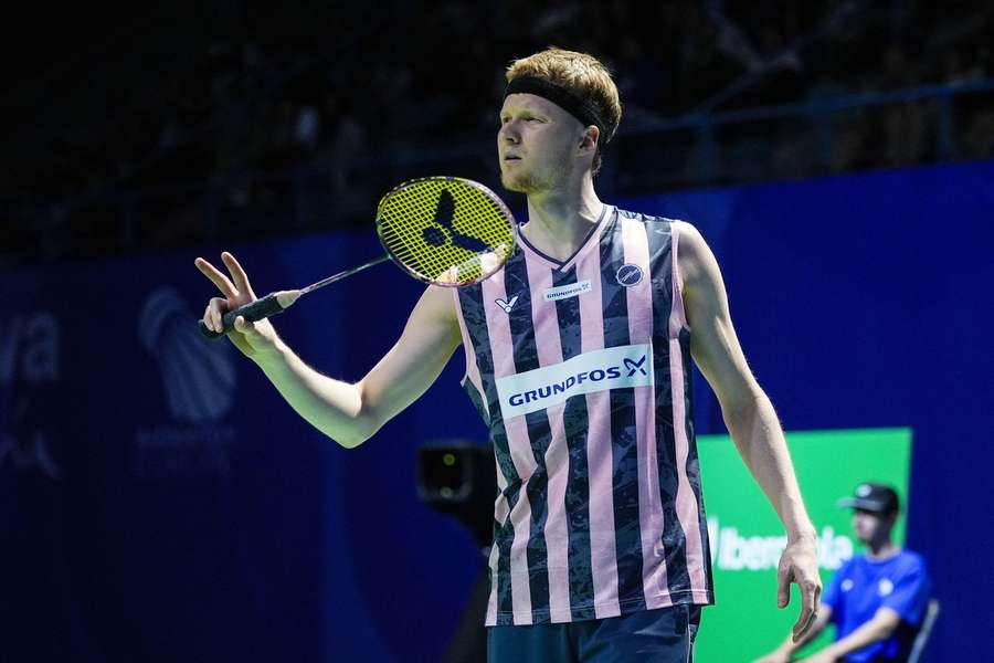 Anders Antonsen had to battle hard to get past Yushi Tanaka Anders Antonsen had to battle hard to get past Yushi Tanaka