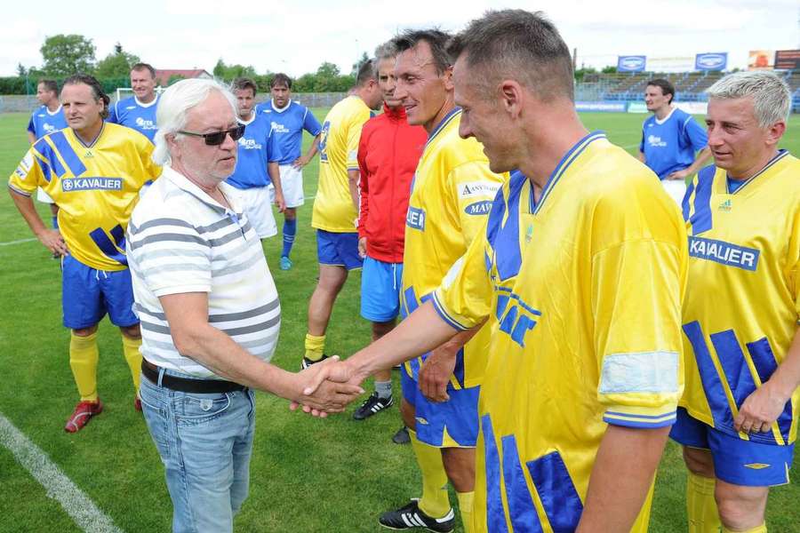 Miroslav Švarc a Luboš Kozel při oslavách 100 let výročí SK Benešov