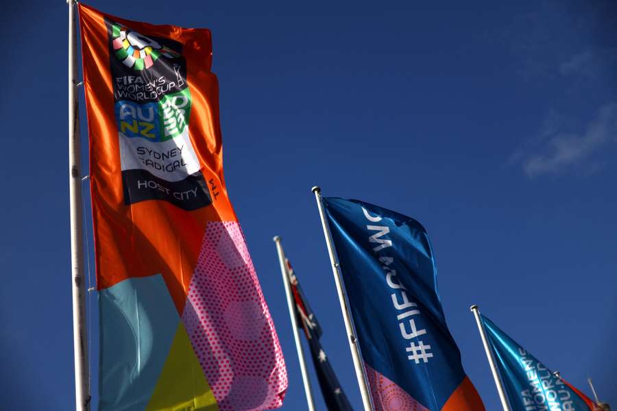 General view of Women's World Cup flags in Sydney