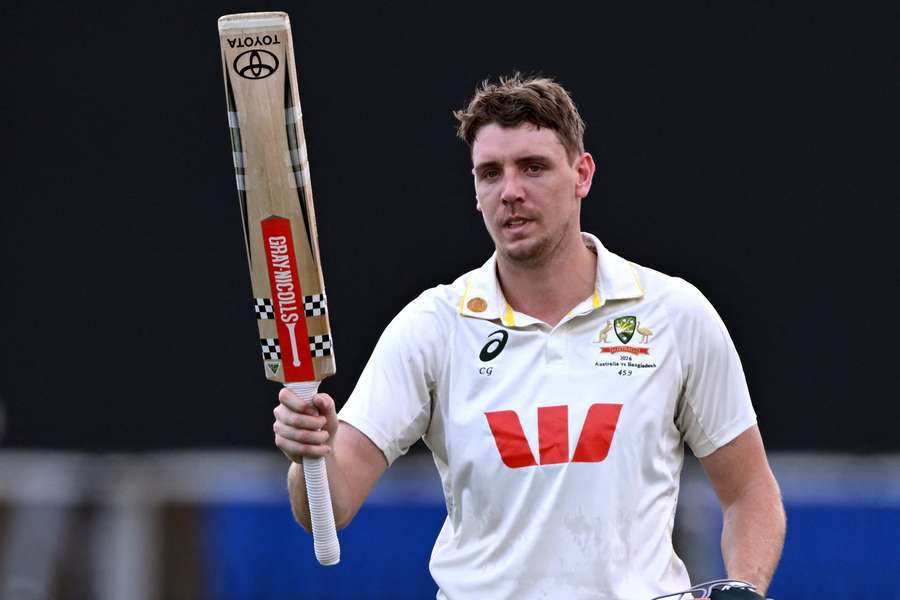 Australia's Cameron Green acknowledges his second innings century in Darwin. Australia's Cameron Green acknowledges his second innings century in Darwin.