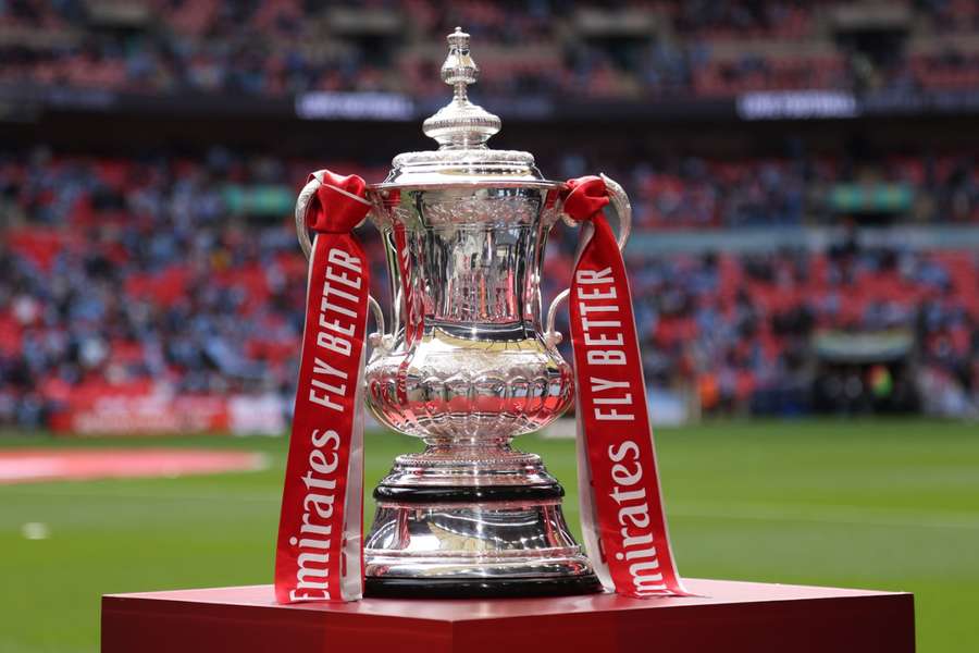 The FA Cup trophy at Wembley Stadium