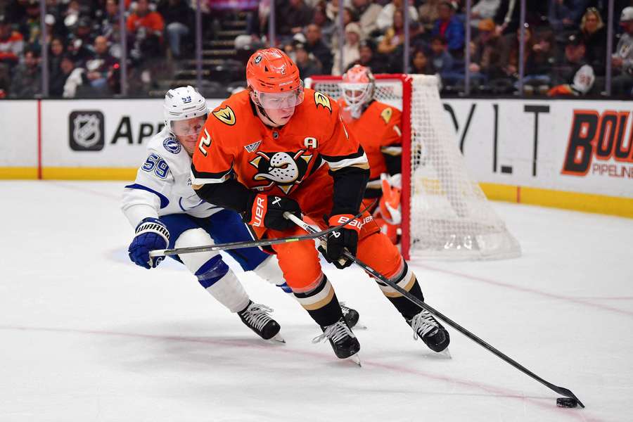 Jackson LaCombe in action for the Anaheim Ducks