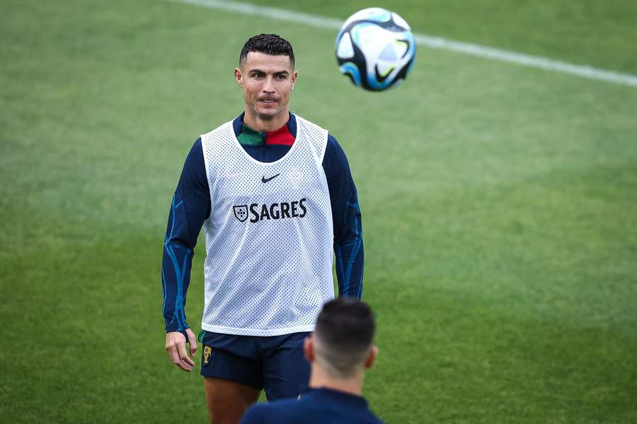 Ronaldo op de training van woensdagavond