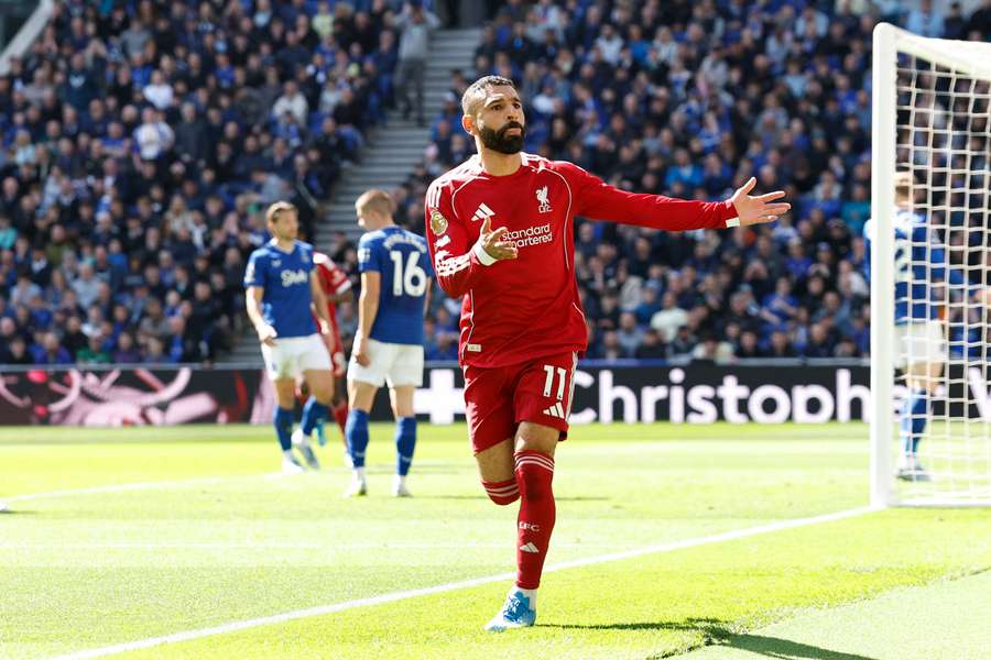 Mohamed Salah celebrates