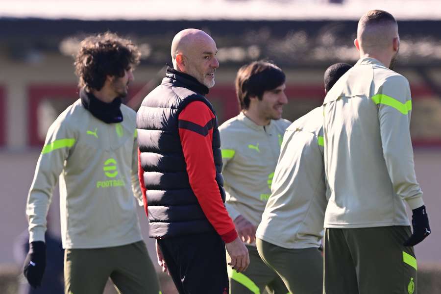 Pioli all'allenamento di oggi