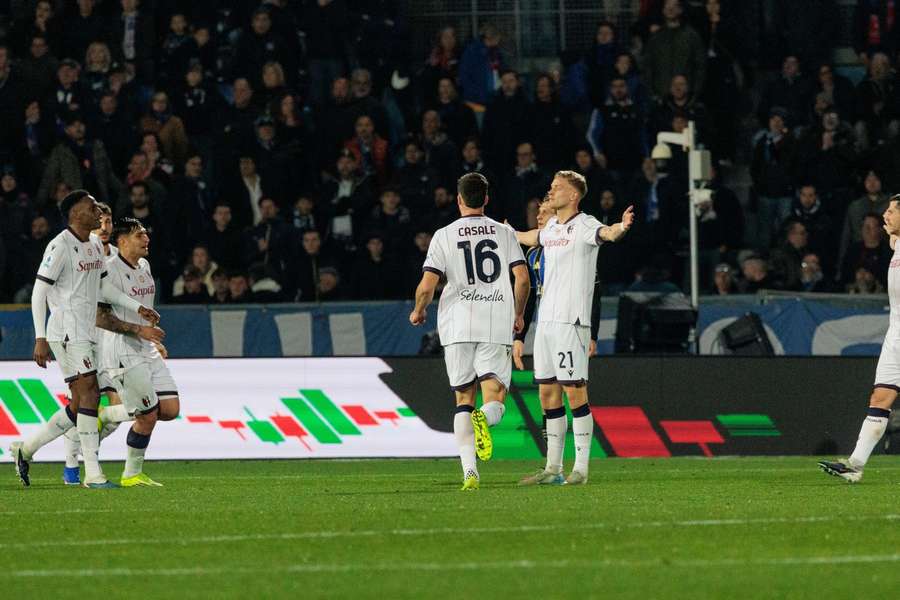 Jens Odgaard celebrates his late goal Jens Odgaard celebrates his late goal
