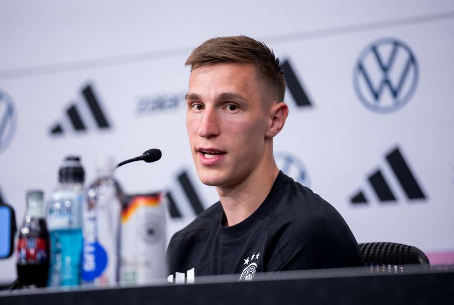 Germany's Nico Schlotterbeck during the press conference Germany's Nico Schlotterbeck during the press conference