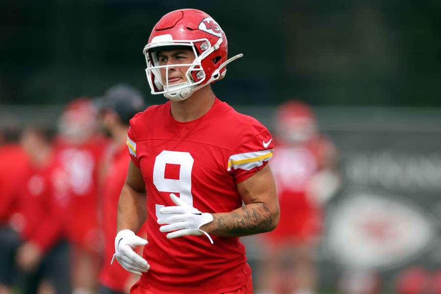 Rees-Zammit avec les Kansas City Chiefs en mai dernier.