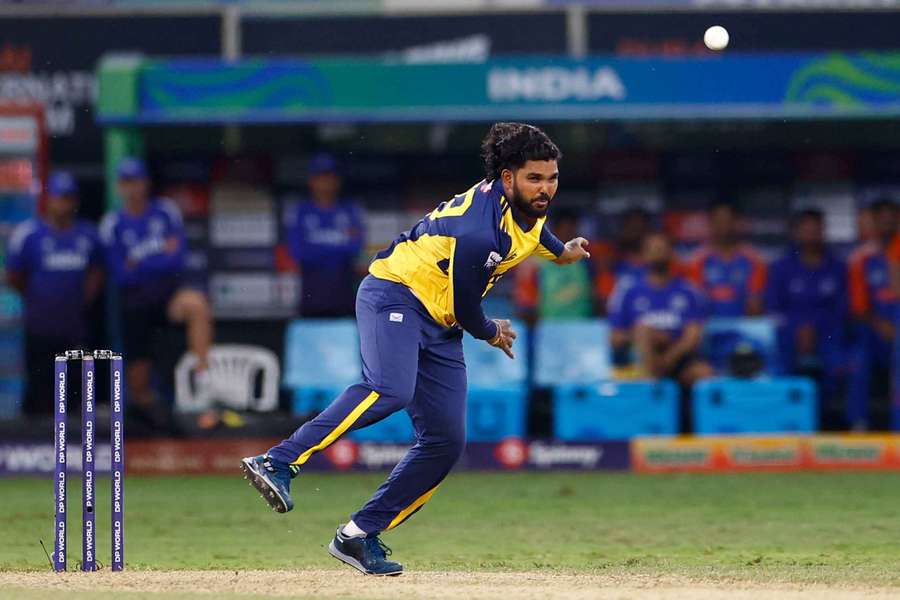 Sri Lanka's Wanindu Hasaranga in action