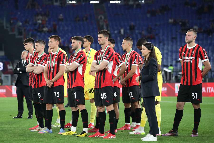 Jucătorii lui Milan după finala Cupei Italiei
