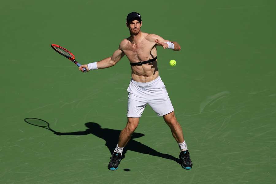 Murray in practice ahead of the Indian Wells Open