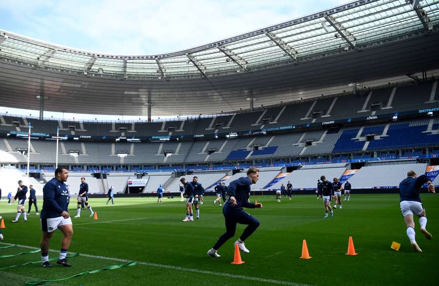 Scotland's players attend a captain's run training session at the Stade de France