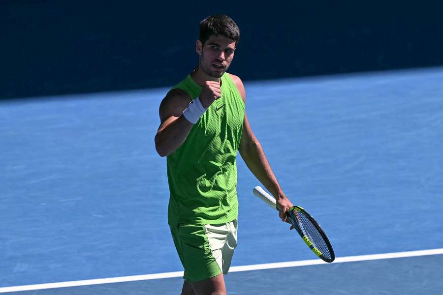 Alcaraz celebrates his win Alcaraz celebrates his win