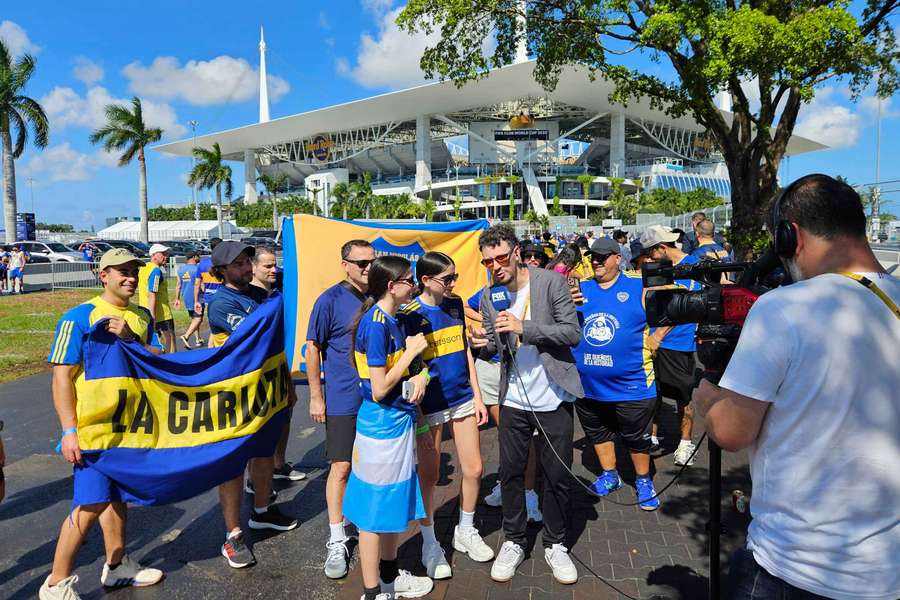 Boca Junior fans arrived in their thousands to watch their team face Benfica in Miami on Monday
