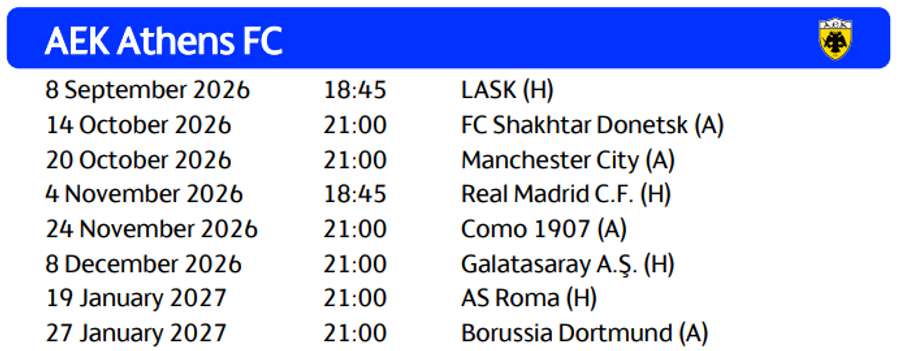 Program meciuri AEK Atena Program meciuri AEK Atena