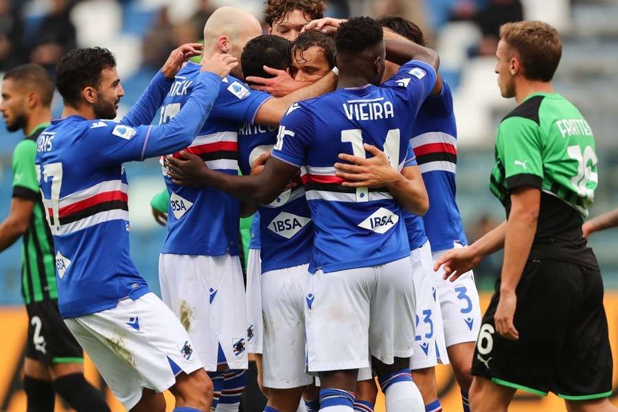 L'esultanza della Sampdoria