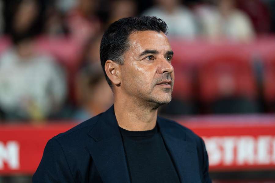 Míchel, en un partido del Girona