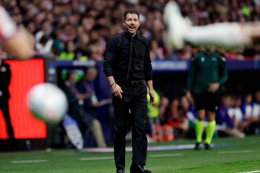 Simeone durante o último jogo da Liga dos Campeões