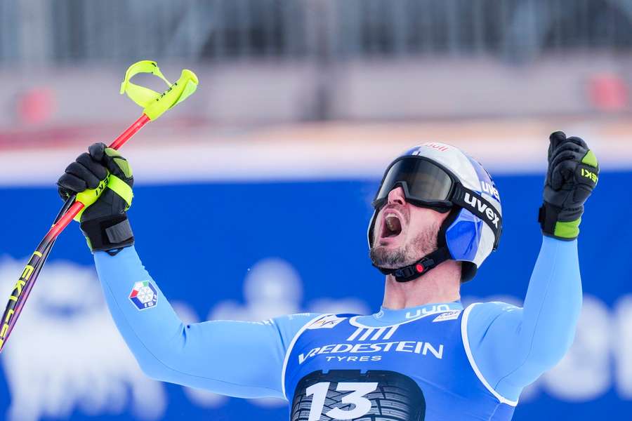 Dominik Paris jubelt im Zielbereich. Dominik Paris jubelt im Zielbereich.