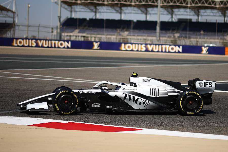 Valtteri Bottas drives during Cadillac's first-ever Formula One preseason testing in Bahrain