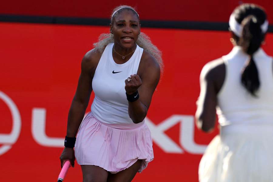 Serena Williams celebrates with partner Victoria Mboko