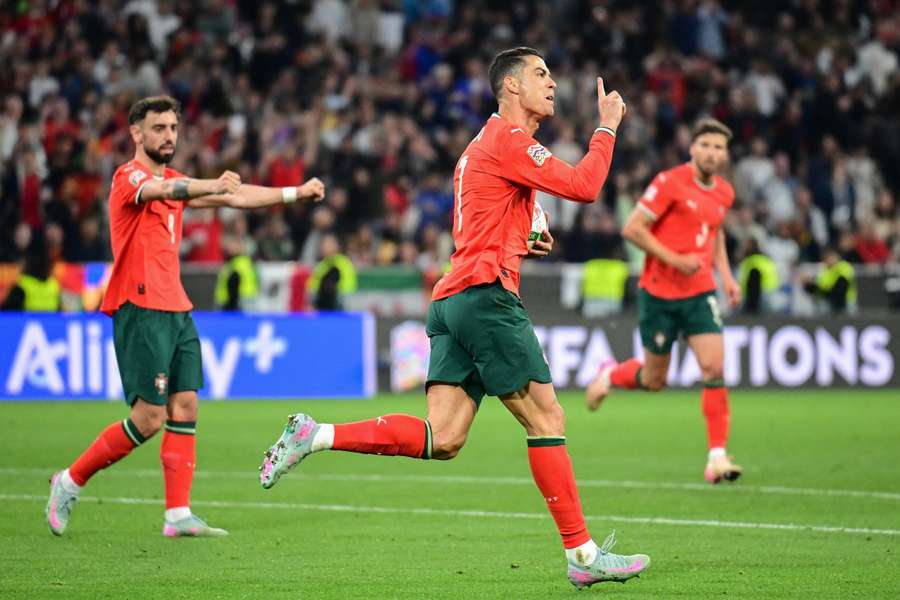 Cristiano Ronaldo celebrates scoring for Portugal Cristiano Ronaldo celebrates scoring for Portugal
