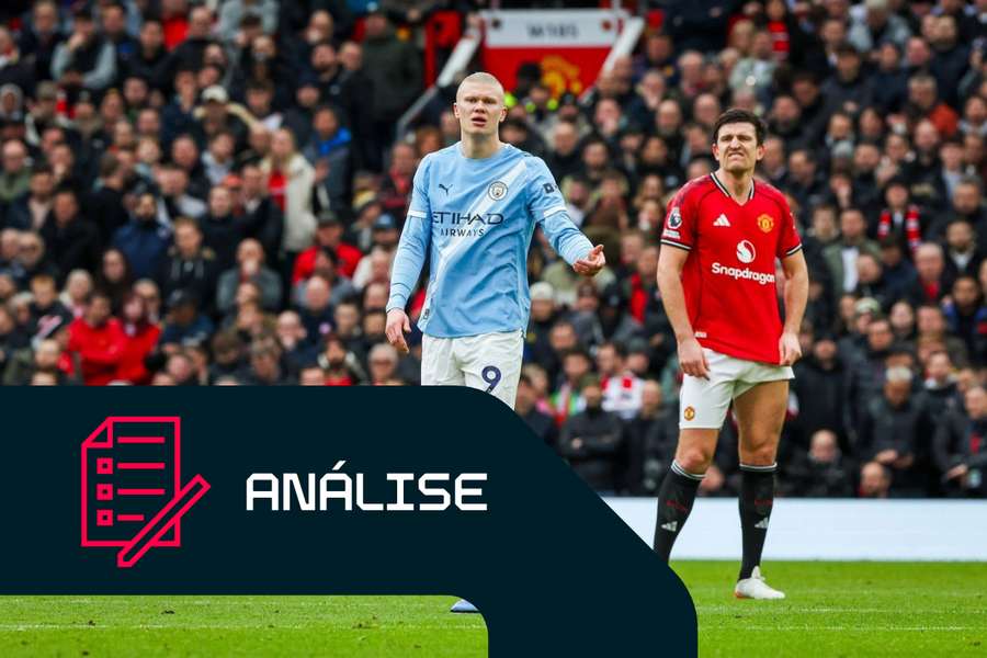 Erling Haaland, do Manchester City, e Harry Maguire, do Manchester United Erling Haaland, do Manchester City, e Harry Maguire, do Manchester United