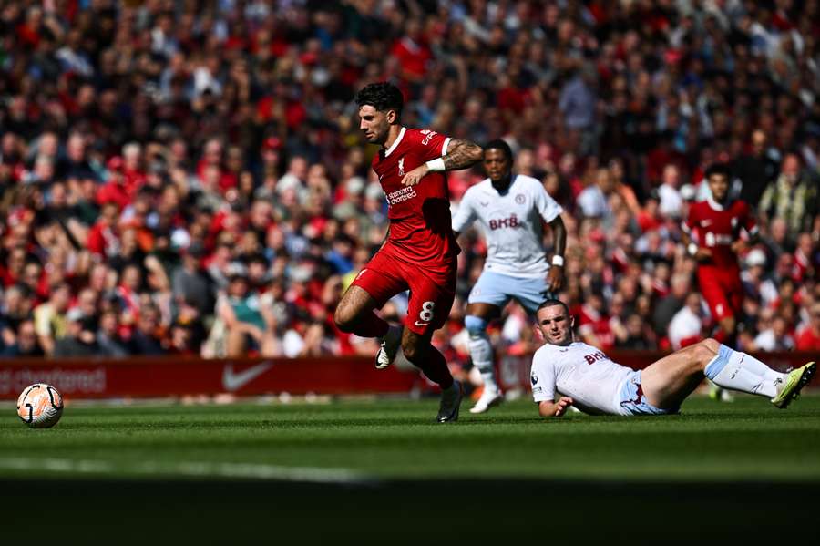 Szoboszlai in action against Aston Villa