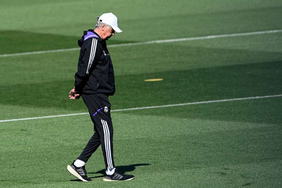 Carlo Ancelotti lors d'une séance d'entraînement du Real Madrid.