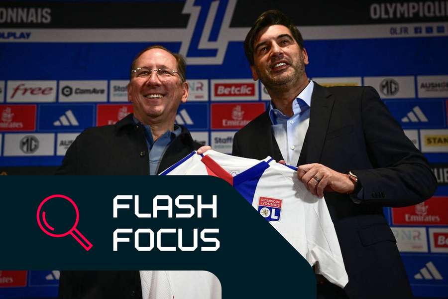 John Textor e Paulo Fonseca na apresentação do português como novo técnico