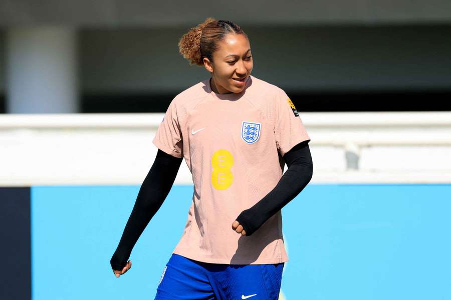 Lauren James in action during training with England