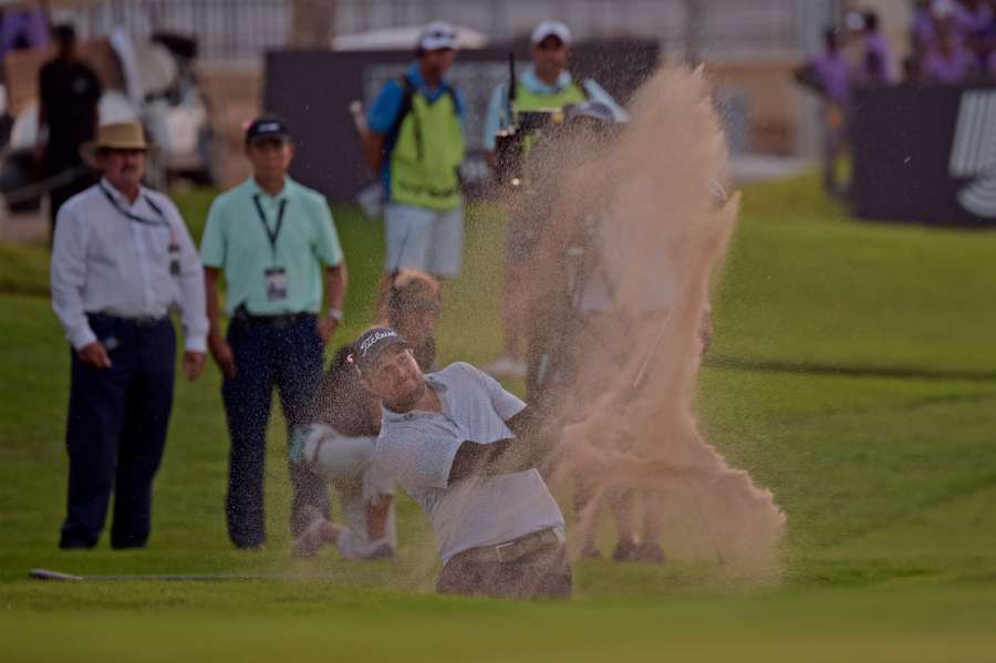 US golfer Peter Uihlein competes in the final round of the LIV Golf Invitational-Jeddah