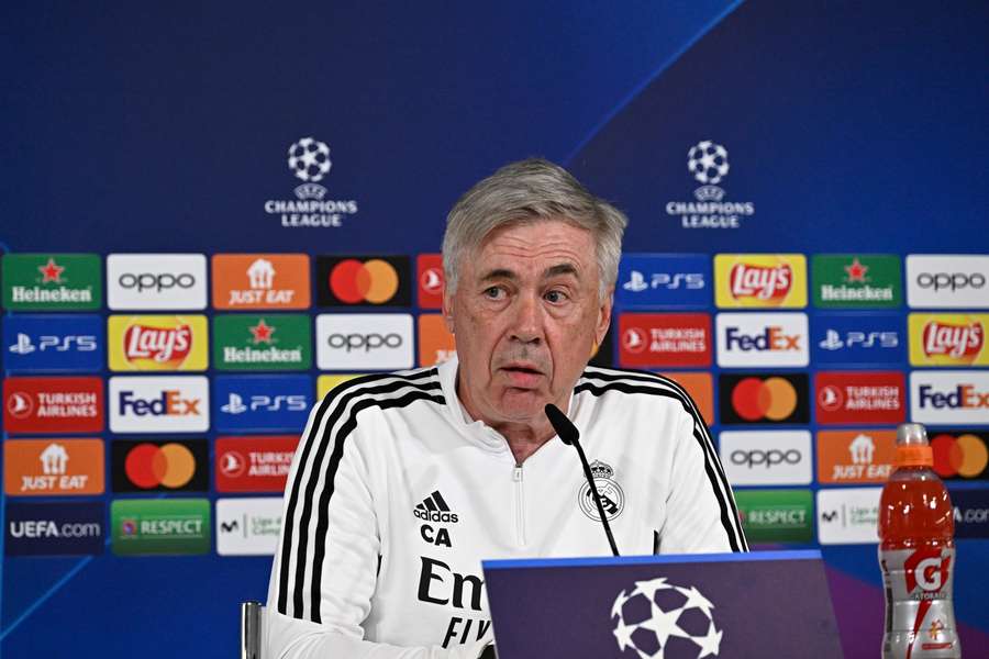 Ancelotti, na conferência de imprensa de antevisão do jogo Real Madrid - City