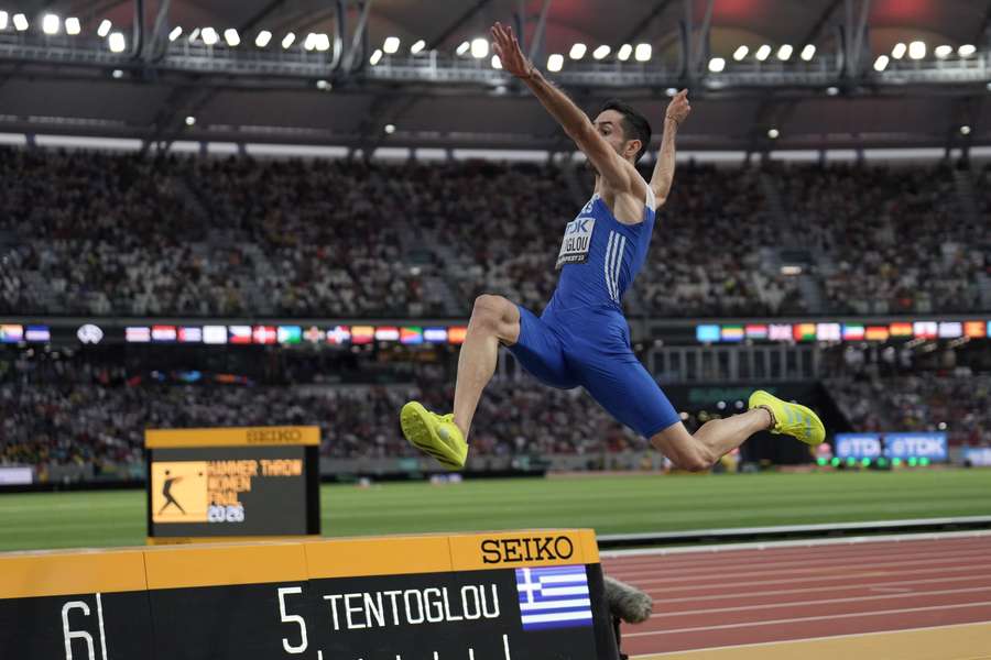 Tentoglou competing in the men's long jump