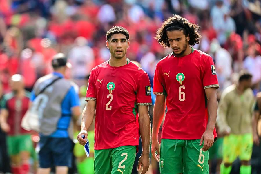 Morocco pair Achraf Hakimi and Ayyoub Bouaddi. Morocco pair Achraf Hakimi and Ayyoub Bouaddi.