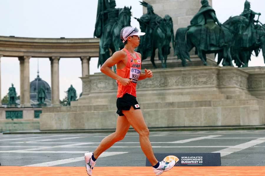 Japanese racewalker Koki Ikeda in action