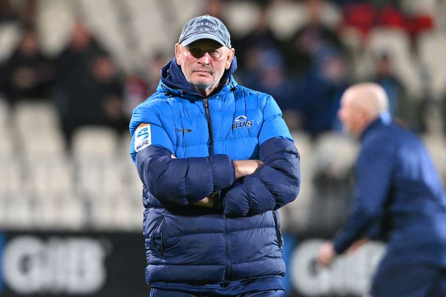 Vern Cotter looks on during last year's Super Rugby Pacific semi-final between the Crusaders and Blues.