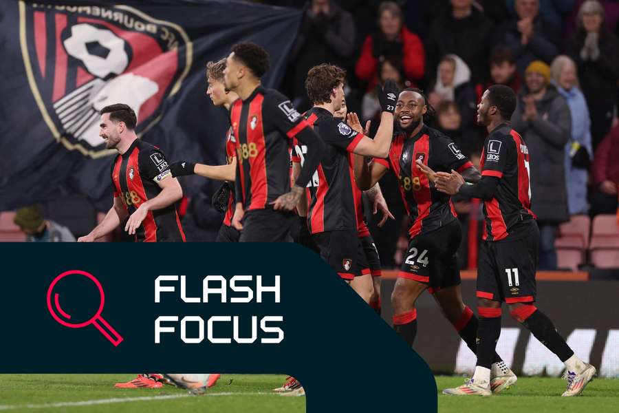 Justin Kluivert świętuje jednego ze swoich goli dla Bournemouth.