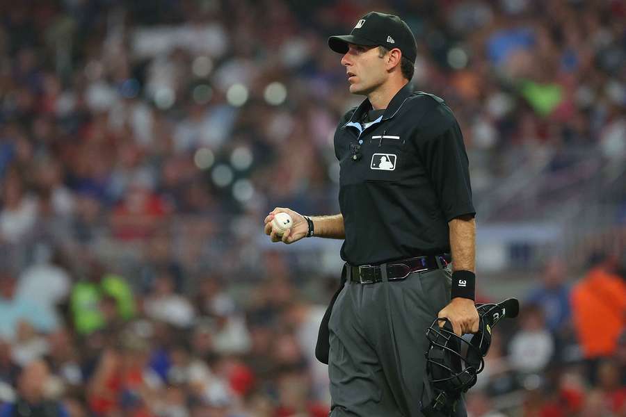 Major League Baseball umpire Pat Hoberg in a game between the Atlanta Braves and Arizona Diamondbacks (2023)