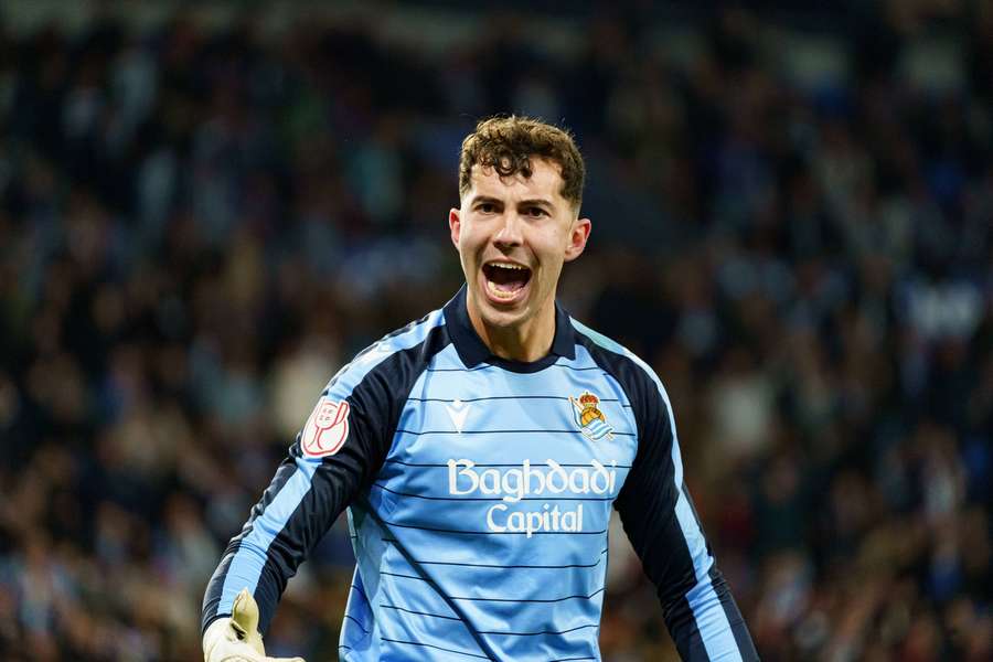 Unai Marrero, en el último partido de Copa disputado por la Real Sociedad